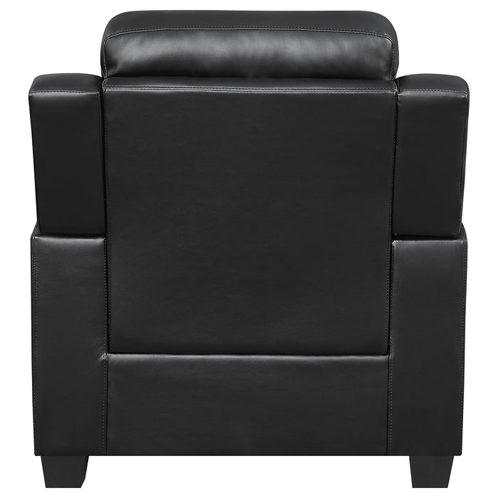 Coaster Finley Upholstered Pillow Top Arm Living Room Set Black Sofa+Loveseat+Armchair