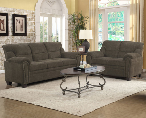 Coaster Clementine Upholstered Pillow Top Arm Living Room Set Sofa+Loveseat