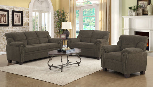 Coaster Clementine Upholstered Pillow Top Arm Living Room Set Sofa+Loveseat+Armchair