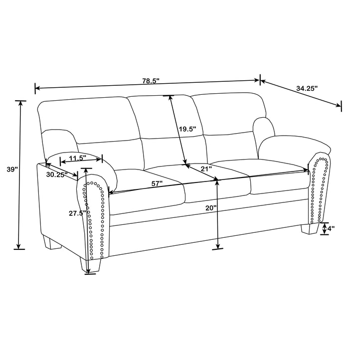 Coaster Clementine Upholstered Sofa with Nailhead Trim Brown Default Title