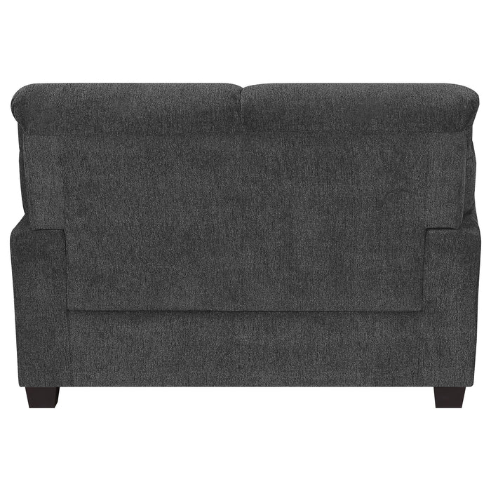 Coaster Clementine Upholstered Loveseat with Nailhead Trim Grey Default Title