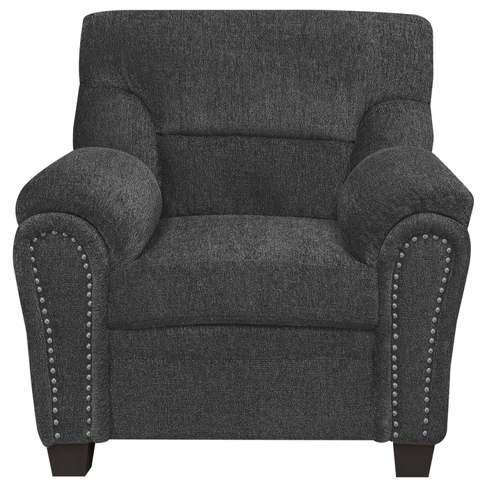 Coaster Clementine Upholstered Chair with Nailhead Trim Grey Default Title