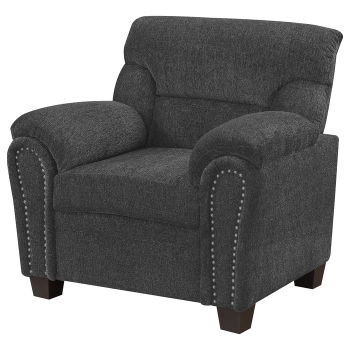 Coaster Clementine Upholstered Chair with Nailhead Trim Grey Default Title