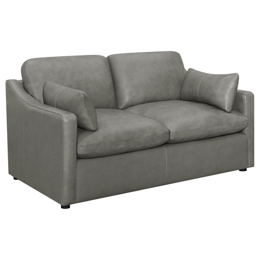 Grayson Leather Upholstered Sloped Arm Loveseat Grey