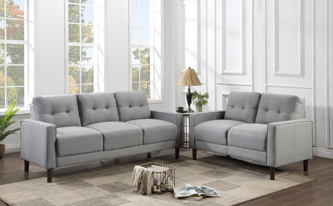 Coaster Bowen 2-piece Upholstered Track Arms Tufted Sofa Set Grey Sofa+Loveseat