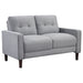 Coaster Bowen 2-piece Upholstered Track Arms Tufted Sofa Set Grey Sofa+Loveseat+Armchair