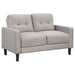 Coaster Bowen 2-piece Upholstered Track Arms Tufted Sofa Set Beige Sofa+Loveseat+Armchair