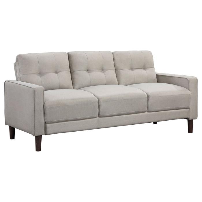 Coaster Bowen 2-piece Upholstered Track Arms Tufted Sofa Set Beige Sofa+Loveseat+Armchair