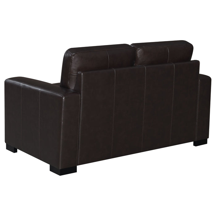 Boardmead Track Arms Upholstered Loveseat Dark Brown