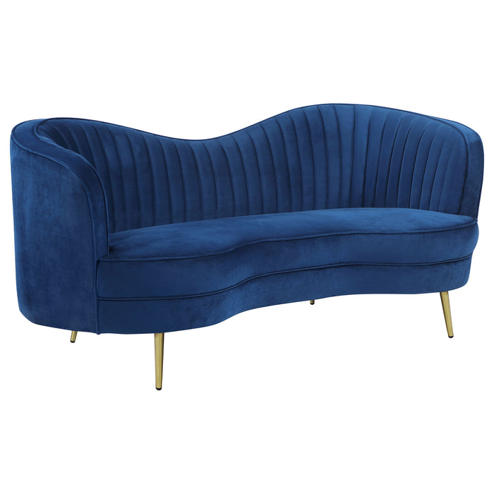 Coaster Sophia Upholstered Camel Back Loveseat Blue Default Title