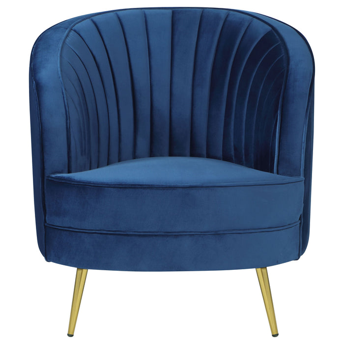 Coaster Sophia Upholstered Vertical Channel Tufted Chair Blue Default Title