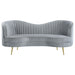 Coaster Sophia Upholstered Loveseat with Camel Back Grey and Gold Default Title