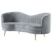 Coaster Sophia Upholstered Loveseat with Camel Back Grey and Gold Default Title