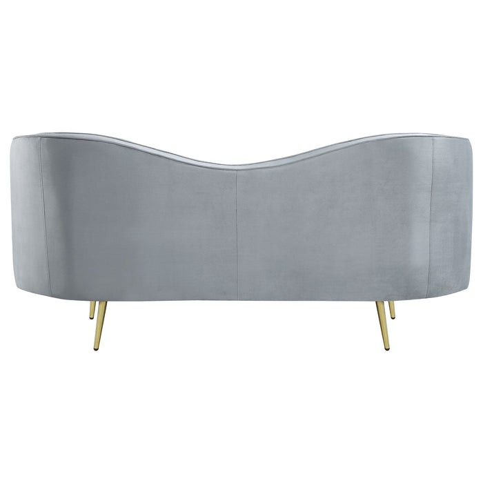 Coaster Sophia Upholstered Loveseat with Camel Back Grey and Gold Default Title