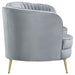 Coaster Sophia Upholstered Loveseat with Camel Back Grey and Gold Default Title