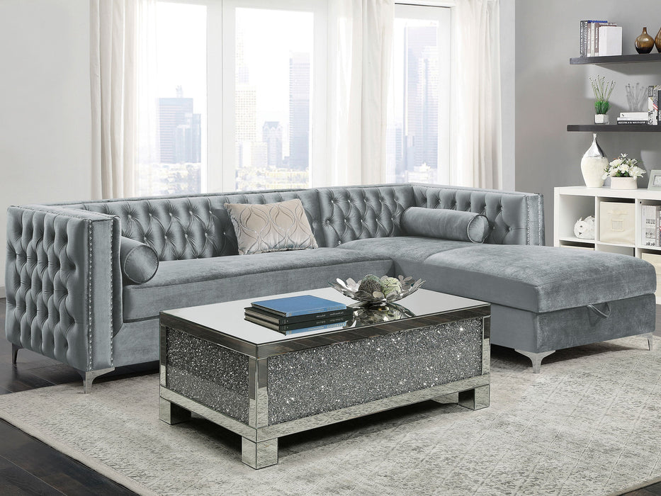 Coaster Bellaire Button-tufted Upholstered Sectional Silver Default Title