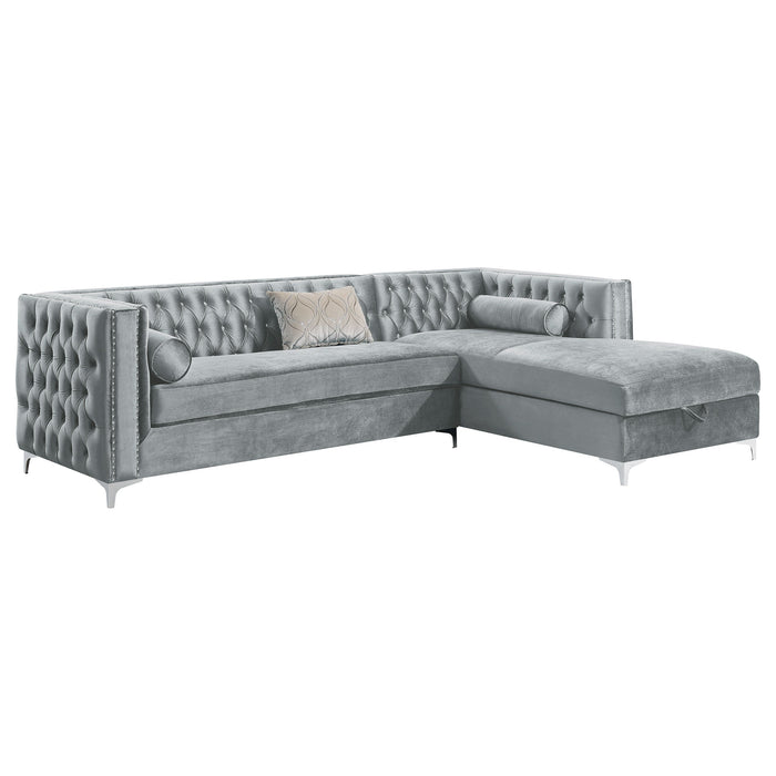 Coaster Bellaire Button-tufted Upholstered Sectional Silver Default Title