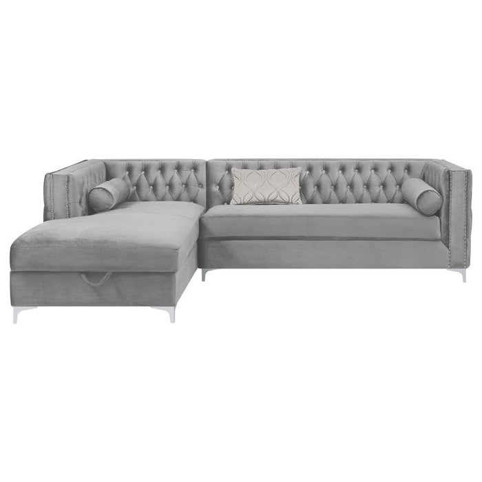 Bellaire Button-tufted Upholstered Sectional Silver