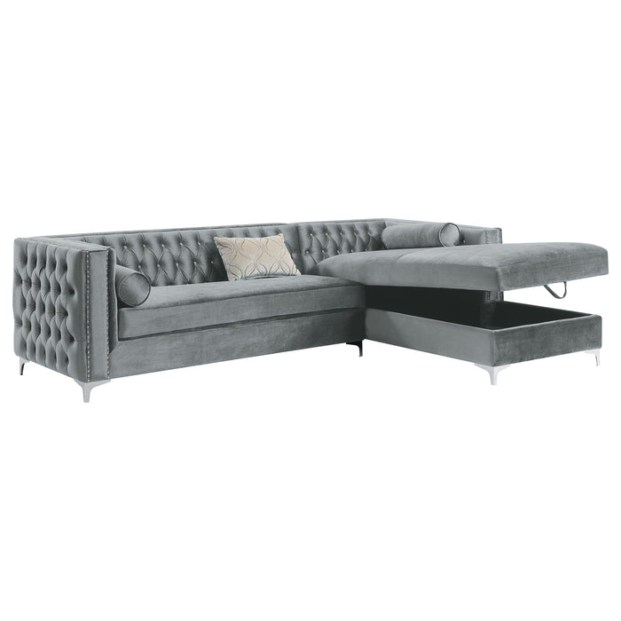 Coaster Bellaire Button-tufted Upholstered Sectional Silver Default Title