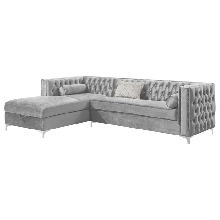 Bellaire Button-tufted Upholstered Sectional Silver