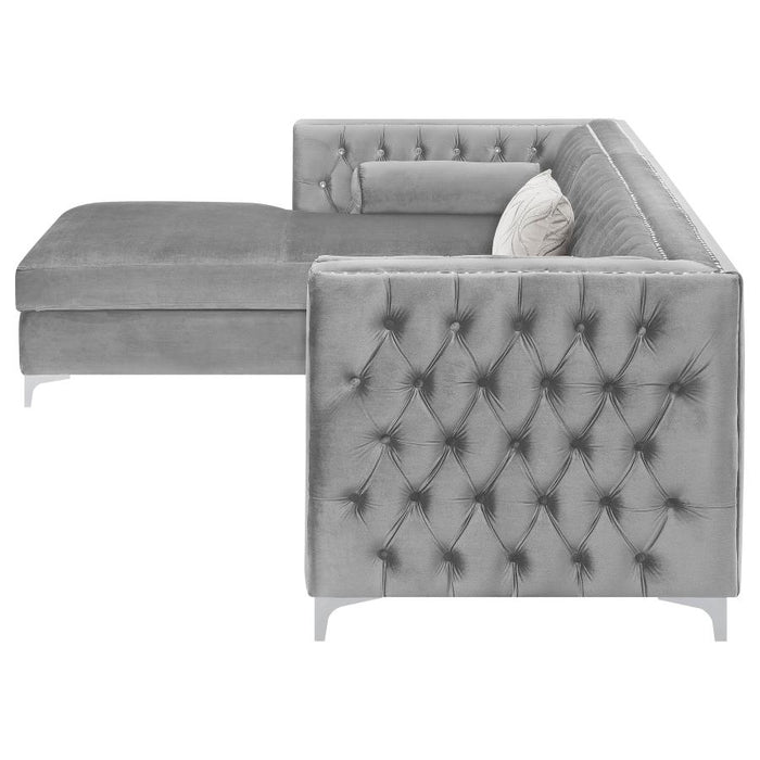 Bellaire Button-tufted Upholstered Sectional Silver