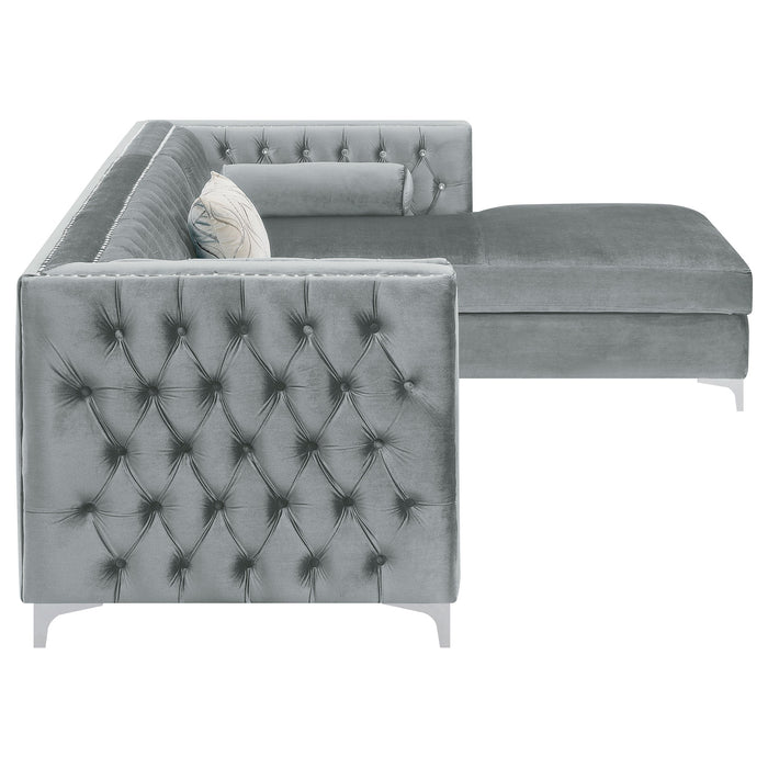 Coaster Bellaire Button-tufted Upholstered Sectional Silver Default Title