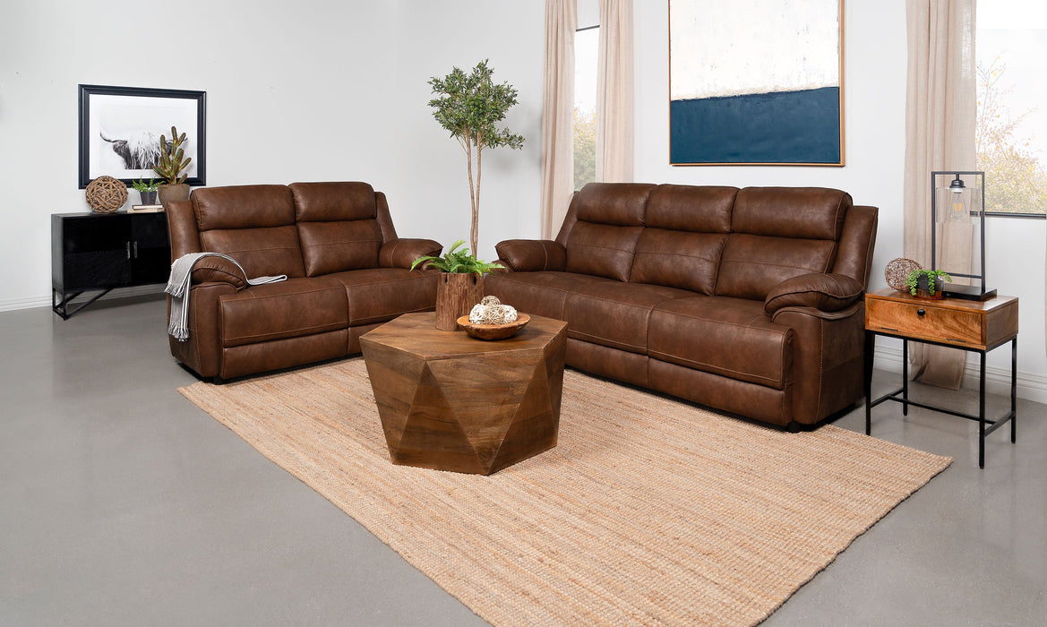 Coaster Ellington 2-piece Upholstered Padded Arm Sofa Set Dark Brown Sofa+Loveseat