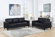 Coaster Ruth 2-piece Upholstered Track Arm Faux Leather Sofa Set Black Sofa+Loveseat