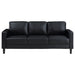 Coaster Ruth 2-piece Upholstered Track Arm Faux Leather Sofa Set Black Sofa+Loveseat+Armchair