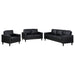 Coaster Ruth 2-piece Upholstered Track Arm Faux Leather Sofa Set Black Sofa+Loveseat+Armchair