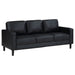 Coaster Ruth 2-piece Upholstered Track Arm Faux Leather Sofa Set Black Sofa+Loveseat+Armchair