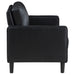 Coaster Ruth 2-piece Upholstered Track Arm Faux Leather Sofa Set Black Sofa+Loveseat+Armchair