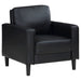 Coaster Ruth 2-piece Upholstered Track Arm Faux Leather Sofa Set Black Sofa+Loveseat+Armchair