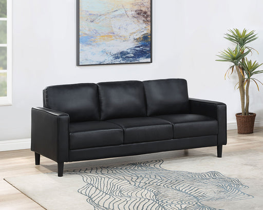 Coaster Ruth Upholstered Track Arm Faux Leather Sofa Black Default Title