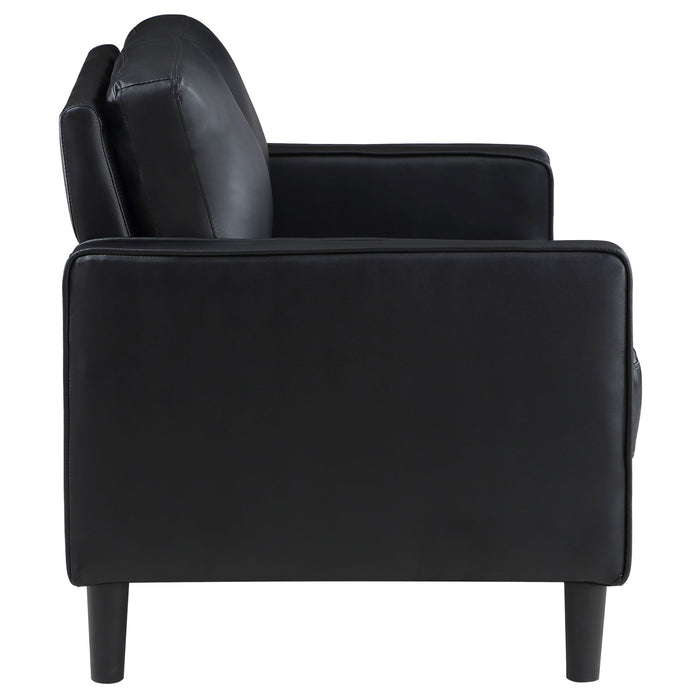 Coaster Ruth Upholstered Track Arm Faux Leather Loveseat Black Default Title