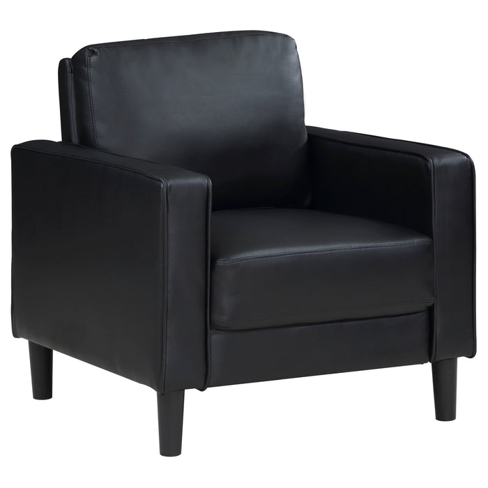 Coaster Ruth Upholstered Track Arm Faux Leather Accent Chair Black Default Title