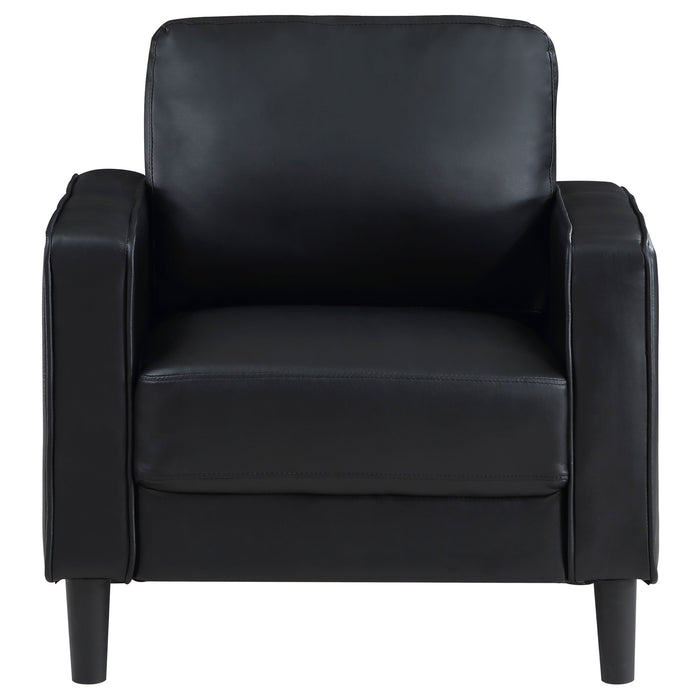 Coaster Ruth Upholstered Track Arm Faux Leather Accent Chair Black Default Title