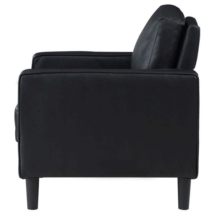 Coaster Ruth Upholstered Track Arm Faux Leather Accent Chair Black Default Title