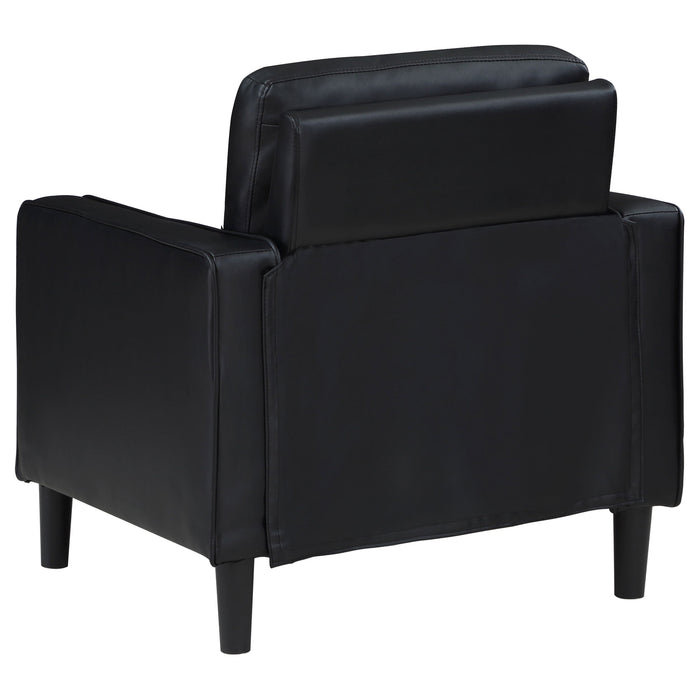 Coaster Ruth Upholstered Track Arm Faux Leather Accent Chair Black Default Title