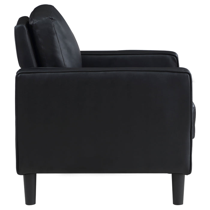 Coaster Ruth Upholstered Track Arm Faux Leather Accent Chair Black Default Title