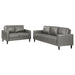 Coaster Ruth 2-piece Upholstered Track Arm Faux Leather Sofa Set Grey Sofa+Loveseat+Armchair