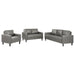 Coaster Ruth 2-piece Upholstered Track Arm Faux Leather Sofa Set Grey Sofa+Loveseat+Armchair