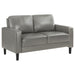 Coaster Ruth 2-piece Upholstered Track Arm Faux Leather Sofa Set Grey Sofa+Loveseat+Armchair