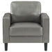 Coaster Ruth 2-piece Upholstered Track Arm Faux Leather Sofa Set Grey Sofa+Loveseat+Armchair