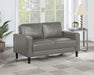 Coaster Ruth Upholstered Track Arm Faux Leather Loveseat Grey Default Title