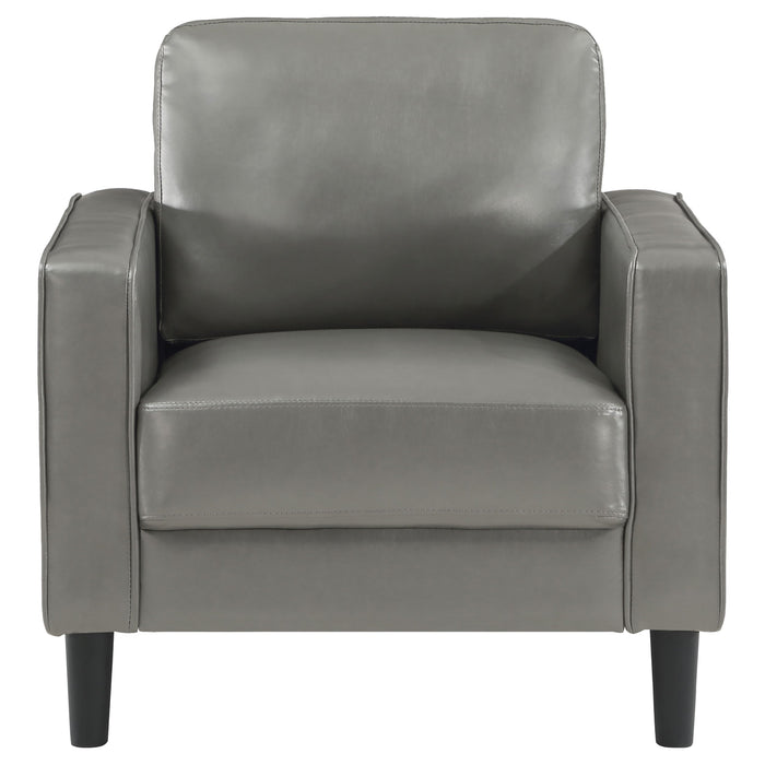 Coaster Ruth Upholstered Track Arm Faux Leather Accent Chair Grey Default Title