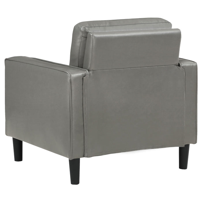 Coaster Ruth Upholstered Track Arm Faux Leather Accent Chair Grey Default Title