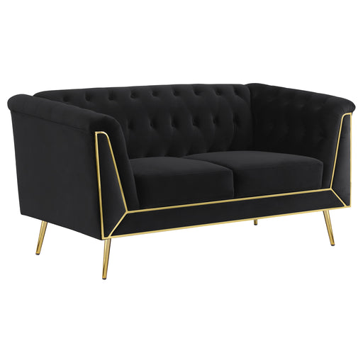 Holly Upholstered Tuxedo Arm Tufted Loveseat Black