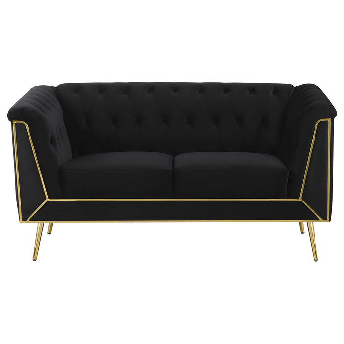 Holly Tuxedo Arm Tufted Back Loveseat Black