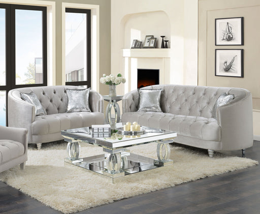 Coaster Avonlea 2-piece Tufted Living Room Set Grey Sofa+Loveseat